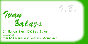 ivan balazs business card